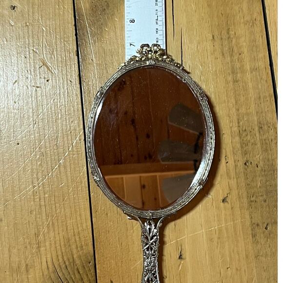 Vintage Victorian Hand-Held 14” Vanity ornate mirror - Picture 9 of 11